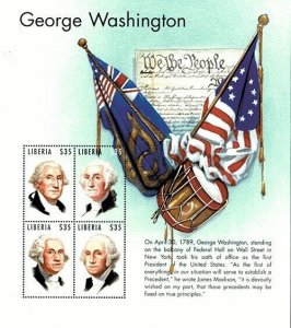 Liberia 2000 - President George Washington - Sheet of 4 Stamps - MNH