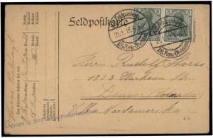 Germany WWI FRANKED Feldpost to USA Cover With Contents 71493