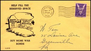 3 May 1944 WWII Patriotic Cover Help Fill The Reserved Space Sherman 3296 