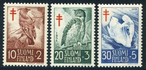 Finland B135-B137, MNH. Mi 461-463. Birds 1956. Waxwing, Eagle owl, Mute swan.