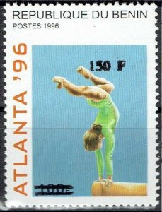 BENIN 2000 1278 150F €100 JO ATLANTA OLYMPIC GAMES GYM OVERPRINT SURCHARGE MNH-