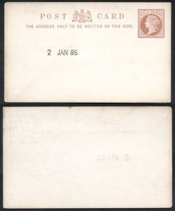 1885 ESSAY for the 1/2d Post Card Handstamped 2nd January 1885