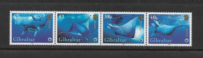 MARINE LIFE - GIBRALTAR #1037 DEVIL RAY  WWF  STRIP  MNH