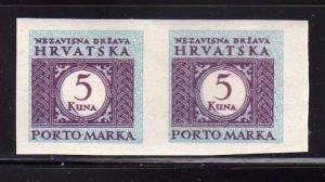 Croatia J23 Imperf Proof Pair MNH Postage Due