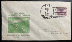 1934 USS Portland USS Macon ZRS5 Airship zeppelin Maneuvers With Fleet cover 