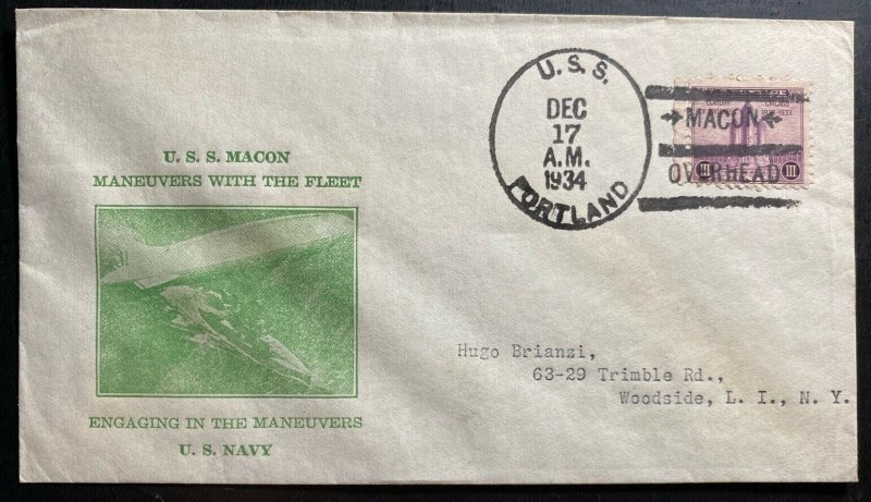 1934 USS Portland USS Macon ZRS5 Airship zeppelin Maneuvers With Fleet cover 