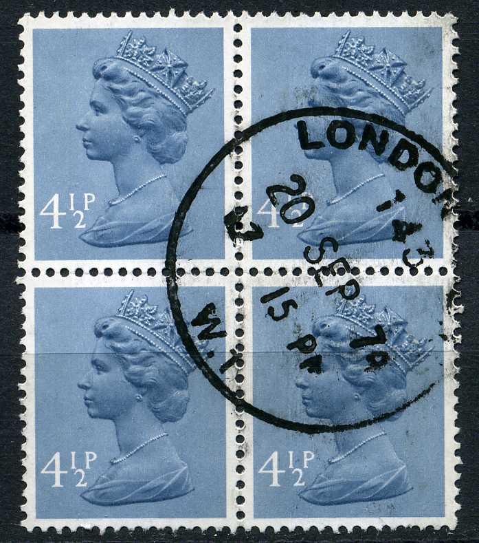 Great Britain #MH49 Block of 4 - QE II -  Machin - London PM