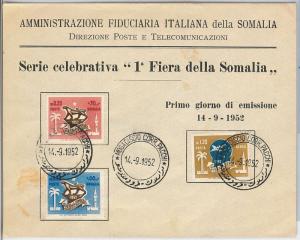 46185  SOMALIA -  POSTAL HISTORY -   FDC COVER Scott # 185/186 + C28  Palm Trees