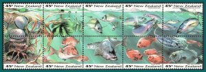 New Zealand 1993 Marine Life, Booklet Pane MNH #1179a,SG1752a