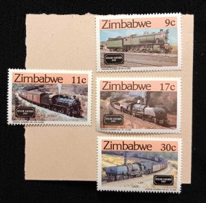 D)1985, ZIMBABWE, STAMPS, COMPLETE SERIES LOCOMOTIVES, 4-4-0 CLASS 9. 1918, CLAS