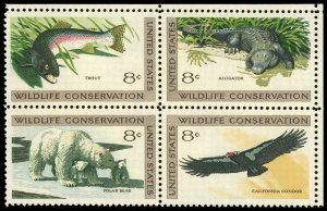 US Sc 1427-30 VF/MNH Se Tenant Block - 1971 8¢ Wildlife Conservation- P.O. Fresh