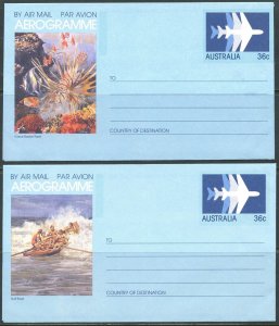 AUSTRALIA Four Folded 36c Aerogrammes with Different Photos at Left