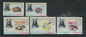 AJMAN 1964  FAUNA, HIGH VALUES #14 - 18  MNH  (SELDOM SEEN MNH)