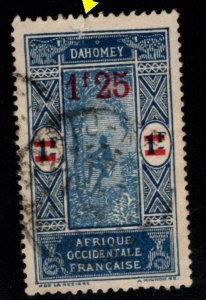 Dahomey Scott 92 used surcharged stamp margin tear at top.