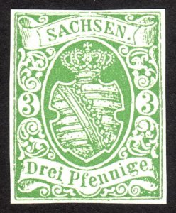 1851, Germany Saxony 3Pfg, MNG, Sc 2, FORGERY / REPRINT