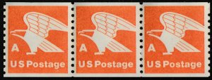 US 1743 A Series Orange Eagle 15c coil strip 3 MNH 1978