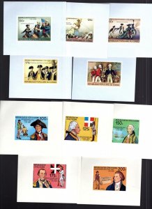 Congo + Ivory Coast 1976 US Bicentennial Sets of Imperf Deluxe Sheets MNH