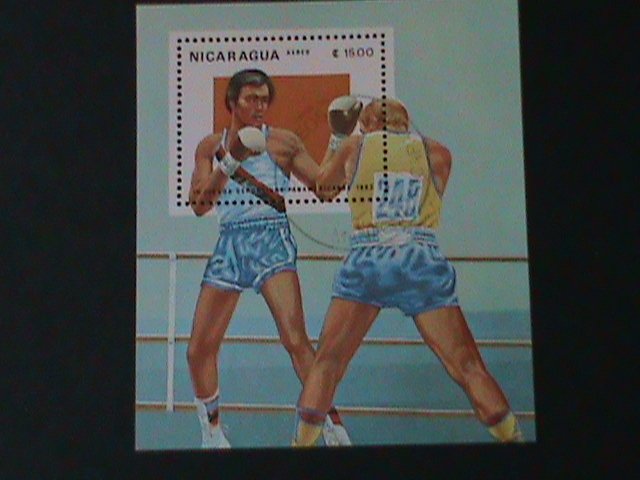 ​NICARAGUA-1983-PANAMERICAN GAMES-BOXING- CTO S/S -VERY FINE FANCY CANCEL