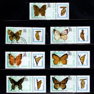 United Viet Nam Scott 1924-1930 Perforated Butterfly stamp set Used CTO