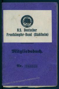 3rd Reich NSDAP DFB Stahlhelm Membership Book Dues Revenue Stamp 78839