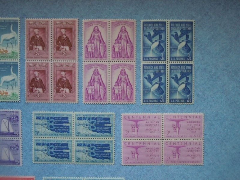 1957 Blocks of 4 Set Complete #1086-1099  14 Blocks MNH OG VF