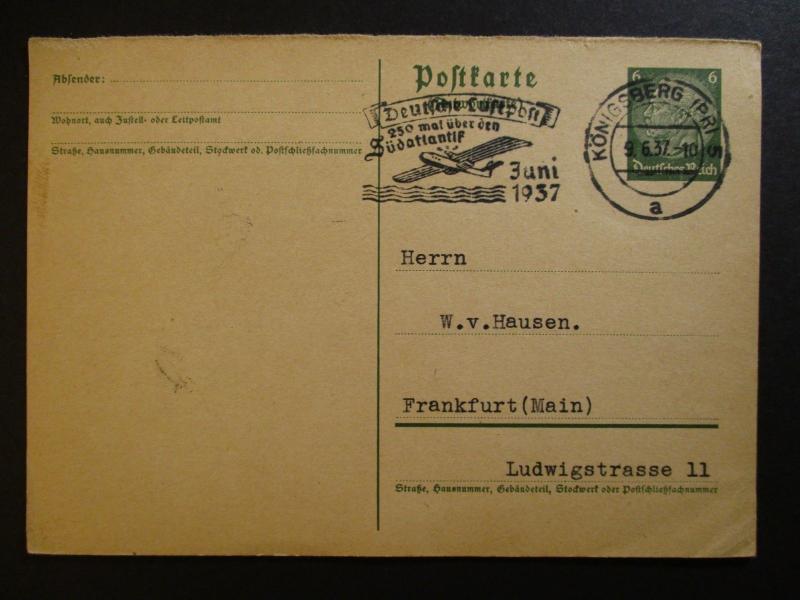 1937 Konigsberg to Frankfurt Germany Lot of 6 Airmail Cancel Postcard Covers