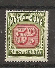 Australia J90a 1958-60 5d Postage Due type II single MLH