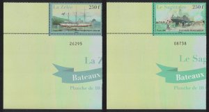 Fr. Polynesia Famous Ships 2v Corners Control Number 2007 MNH SG#1055-1056