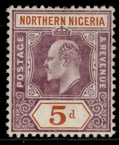 NORTHERN NIGERIA EDVII SG24a, 5d dull purple & chestnut, M MINT. Cat £38. CHALKY