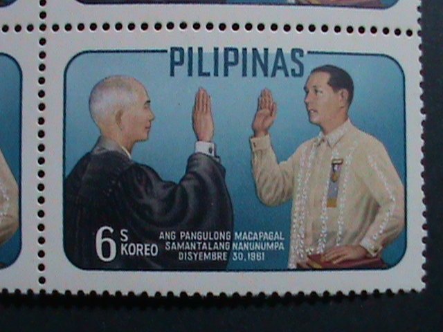 ​PHILIPPINES-1962-SC#865 PRESIDENT MACAPAGAL TAKING OATH OF OFFICE -MNH BLOCKS