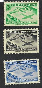 Uruguay; Scott 598-600; 1952;  Unused; NH; Complete Set; Planes