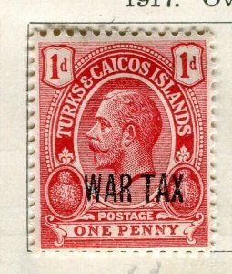 TURKS CAICOS; 1916-18 early Gv WAR TAX Optd, issue Mint hinged 1d. value