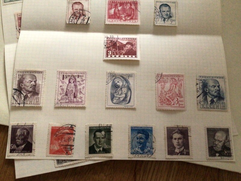 Czechoslovakia stamps on folded page  A11783