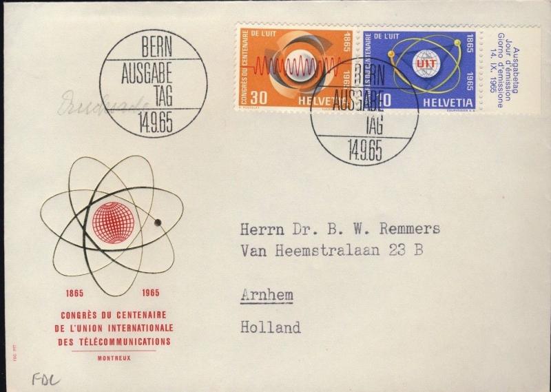 SUISSE / SWITZERLAND / SCHWEIZ 1965 I.T.U. Centennial Congress Mi.823/4 FDC