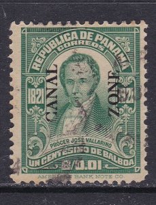 Canal Zone Scott 67, 1924 1c with Type III O/P, F/VF Used. Scott $200