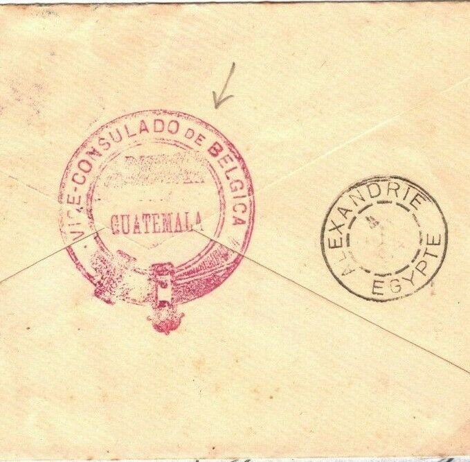 Guatemala Cover CONSULAR MAIL Belgian Consulate Egypt Stationery 1894 SV3