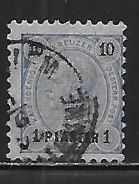 Austrian Offices in the Turkish Empire 23 1pi on 10kr Franz Josef Used (z3)