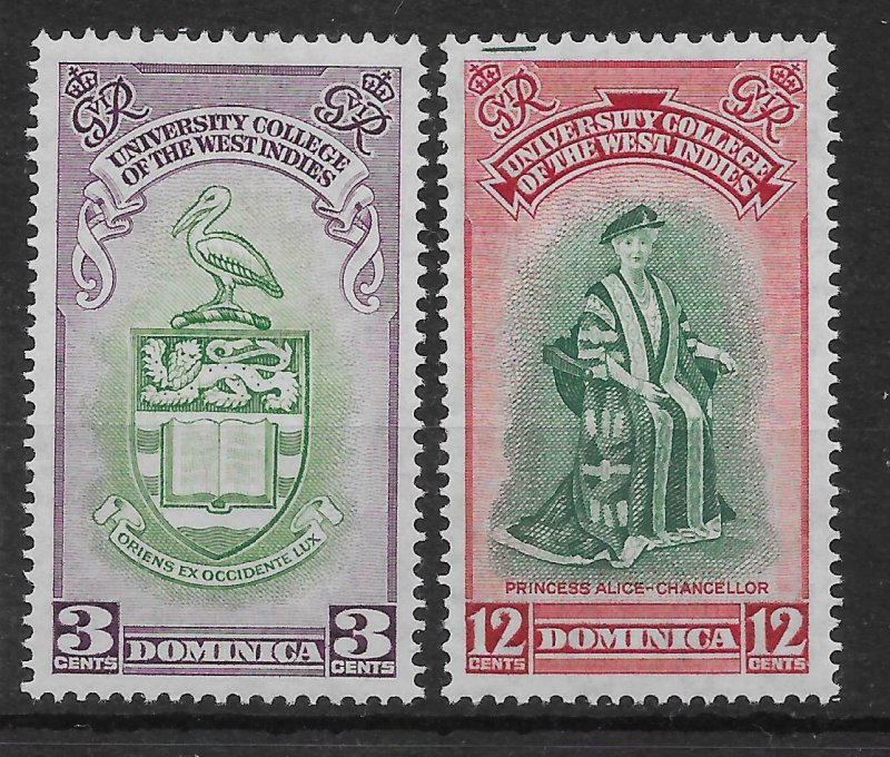 DOMINICA SG118/9 1951 BWI UNIVERSITY SET MTD MINT