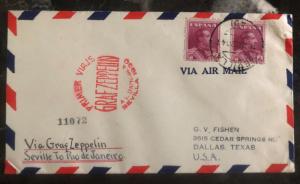 1930 Seville Spain Graf Zeppelin Cover FFC to Rio Janeiro Brazil LZ 127