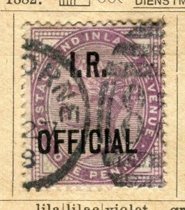 BRITAIN; 1882 early classic QV OFFICIAL issue used 1d. value