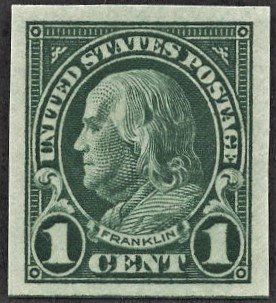 US 575 MNH VF/XF 1 Cent Franklin Imperforate Beautiful Color!
