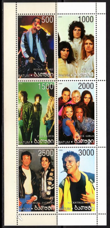 Batum 1999 QUEEN/PINK FLOYD/SPICE GIRLS/MICHAEL JACKSON/BACKSTREET BOYS Sheet 6v