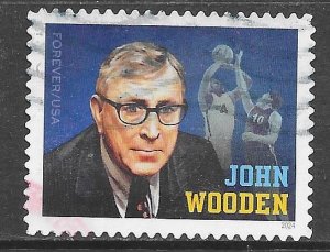 USA 5833: John Wooden, used, off paper, VF