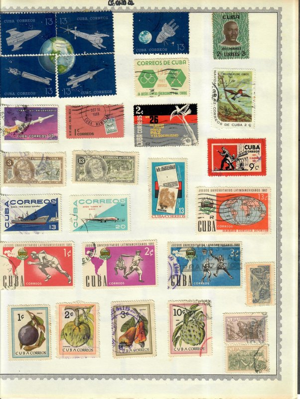 Cuba Stamp Collection On Album Pages Mixed Condition Lot