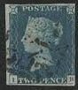 GBR SC #2 U 1840 Q Victoria nice 3-margin copy CV $975.00