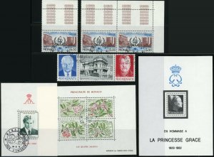 MONACO Souvenir Sheet Postage Block Special Postmark Stamp Collection NH