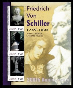 Liberia - 2005 - Friedrich Von Schillier - Sheet of 3 Stamps - Scott #2357 - MNH