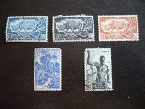 Stamps - French Equatorial Africa-Scott#166-169,181 - MH Partial Set of 5 Stamps