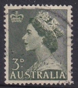 Australia  1953 QE II  - Green -3d - used