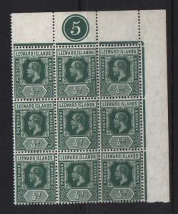 Leeward Islands #47 VF/NH Counter Block Of Nine